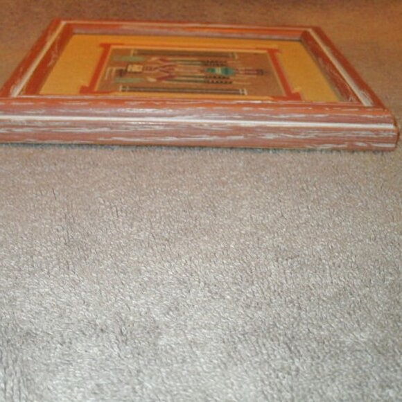 Vintage Authentic Native American Navajo Yei Sand Painting Artist Signed Framed - Picture 4 of 6